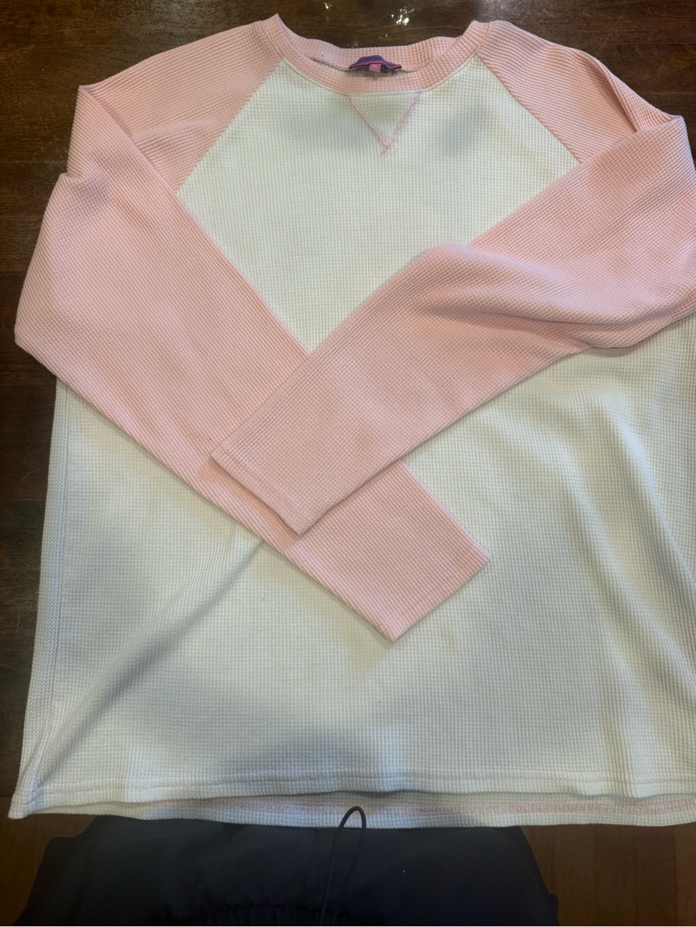 Edikted Me Time Oversized Waffle Top in light pink and white - Size XL
